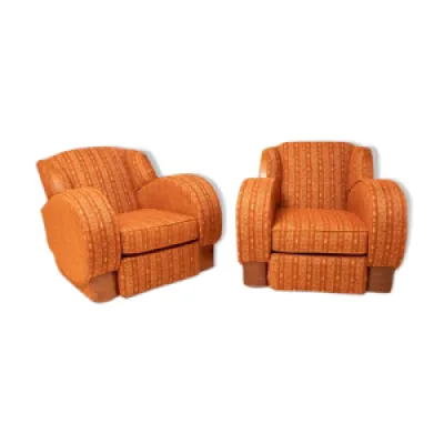 Pair of Art Deco armchairs, - circa