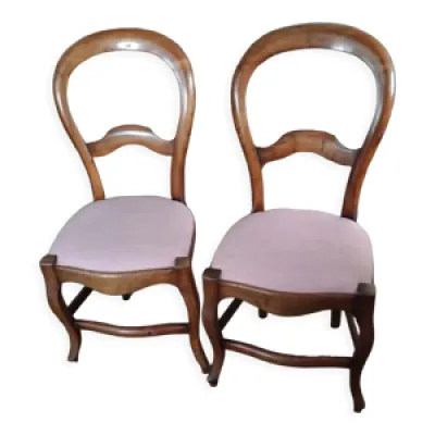 Paire de chaises Louis - assise rose