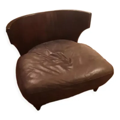 Chauffeuse bois d'ébène - assise cuir