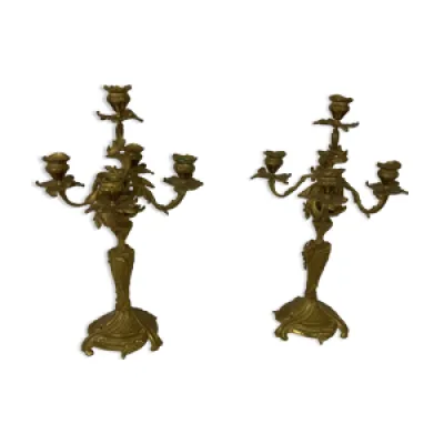 Paire de chandeliers - bronze feux style