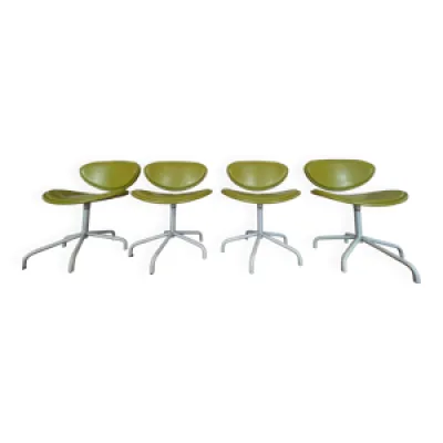 4 chaises sunset pivotantes - cuir vert olive