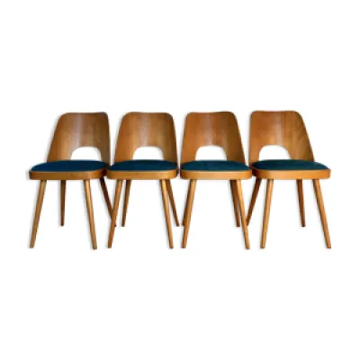 Set 4 chaises hêtre - tissu 1960s