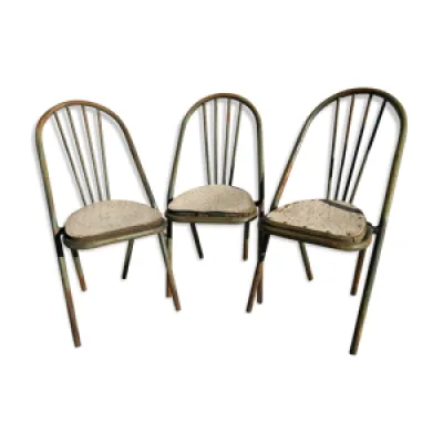 Lot de 3 anciennes chaises - bistrot