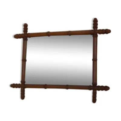 miroir avec cadre en - bambou