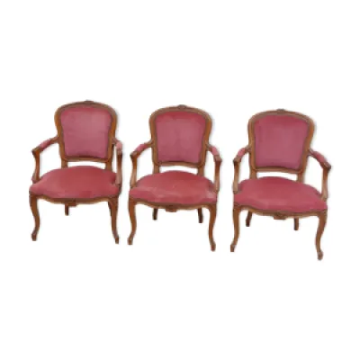 Série de 3 chaises Louis