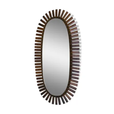 miroir soleil rotin ovale - style