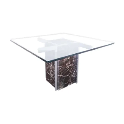 Square marble dining table from