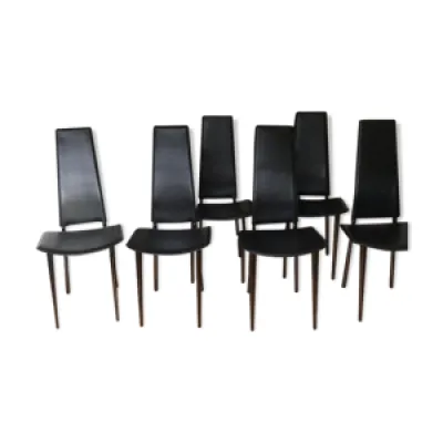 Lot de 6 chaises noires - chrome