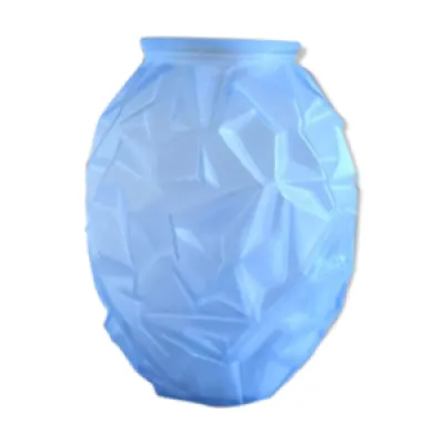 Vase art déco bleu en - verre effet