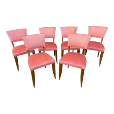 Suite de 6 chaises art - rose