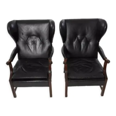 Paires de fauteuils scandinave - cuir noir