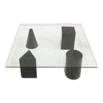 Table basse sculpturale - marbre verre