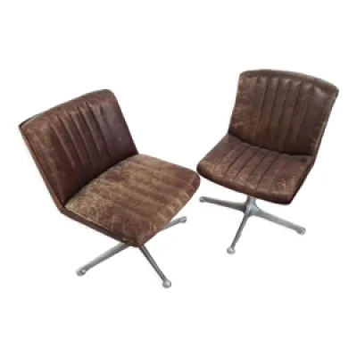 fauteuils pivotant cuir - chrome