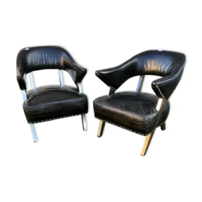 Paire de fauteuils aviateurs - cuir design