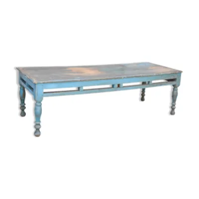 Table basse en teck laqué - bleu