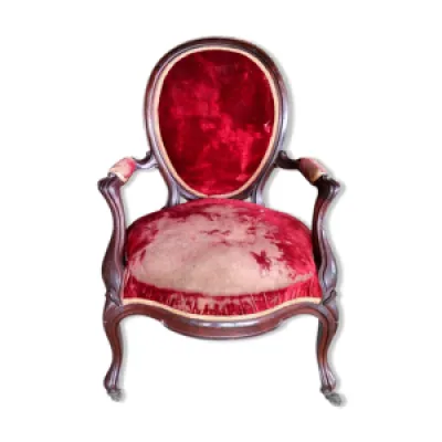 Fauteuil Louis XV en - velours rouge