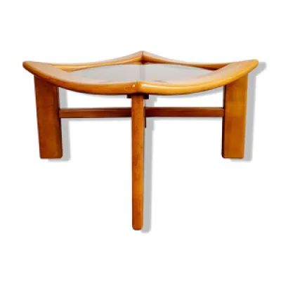 Table basse carrée en - bois verre