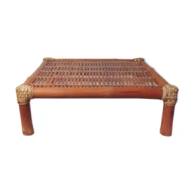 Table basse carrée rotin - bambou