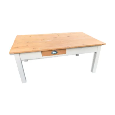Table basse de ferme - blanc bois