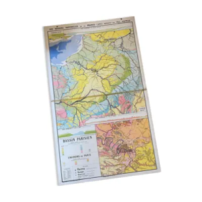 Carte géographique scolaire - parisien ancienne