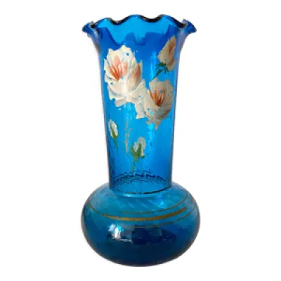 Vase ancien en verre - bleu