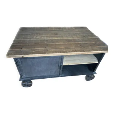 Table basse chariot style - industriel
