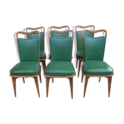 Série 6 chaises simili - cuir 1950