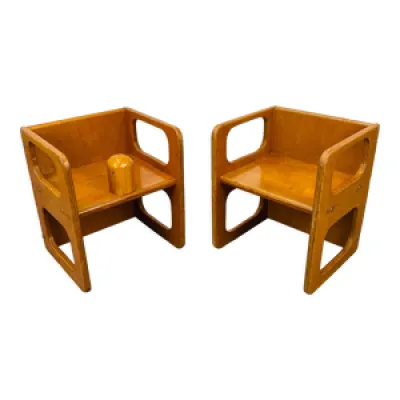 2 chaises enfants modulables - bois