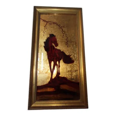 Tableau cheval feuille