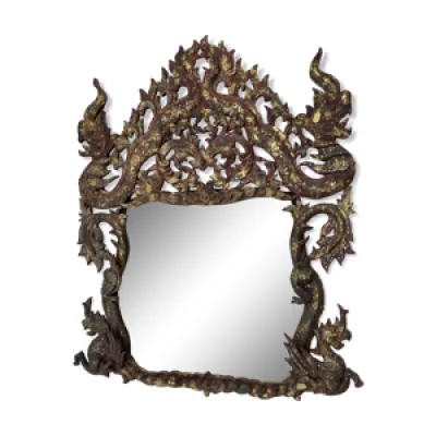 Miroir sculpté en bois - dragons