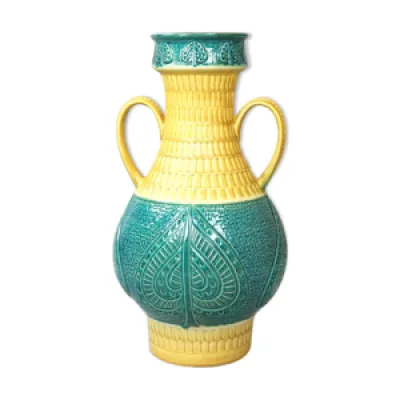 Vase en céramique turquoise - jaune