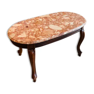 Table basse marbre rose - bois style