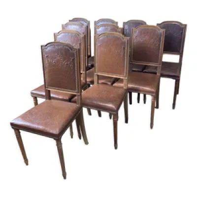 10 chaises louis XVI - assise cuir