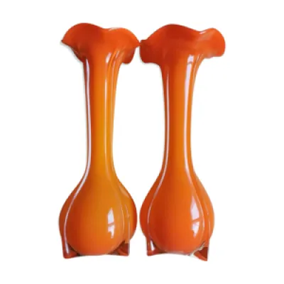 Paire de vases en verre - orange