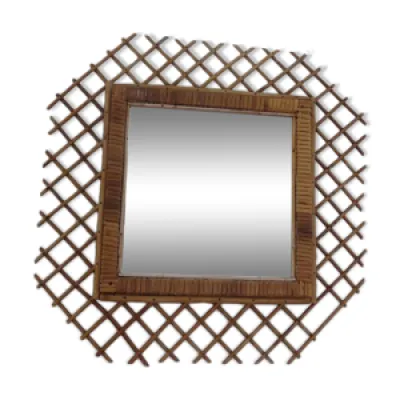 Miroir en rotin hexagonal