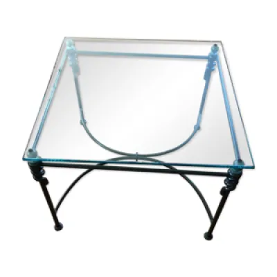 Table basse en fer forge - dessus verre