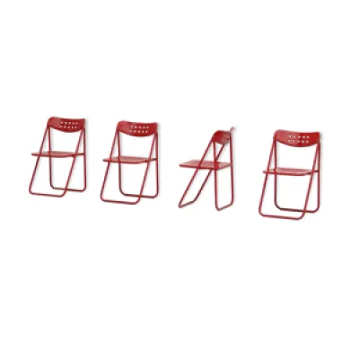 4 chaises pliantes en - 1980 rouge