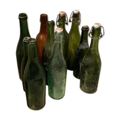 Lot 10 bouteilles anciennes - verre bar