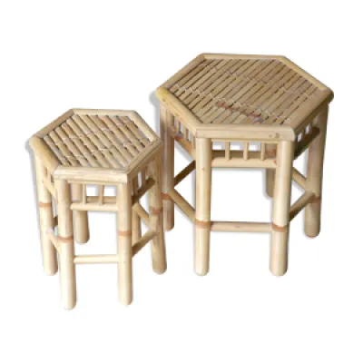 tables basses en bambou,