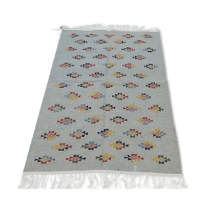 tapis gris à motifs - laine multicolore