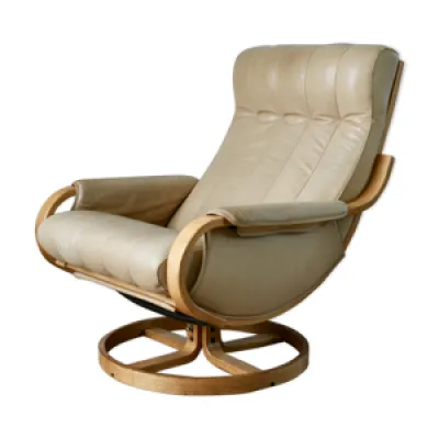 fauteuil pivotant Orbit - cuir bois