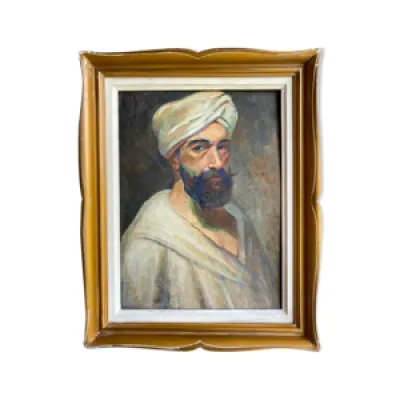 Tableau ancien, portrait - turban