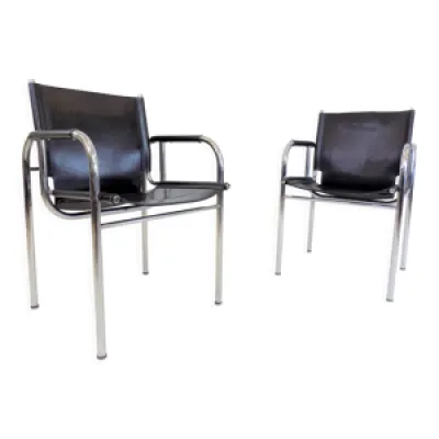 Set de 2 fauteuils en cuir Strässle