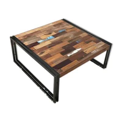 Table basse bois et métal - style industriel