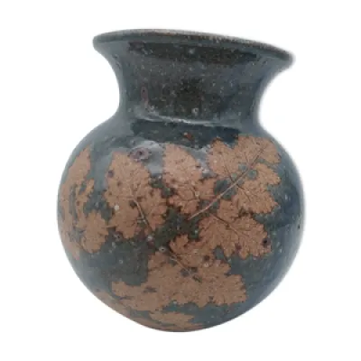 Vase en grés granité - feuilles