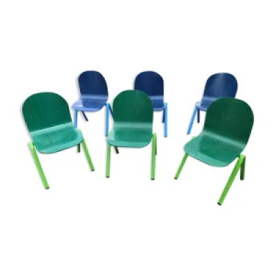 Lot 6 chaises école - empilables