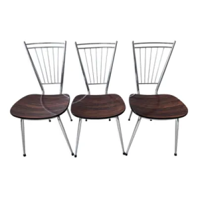 Lot de 3 chaises en formica - chrome