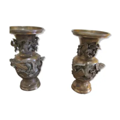 Paire de vases en bronze, - fin