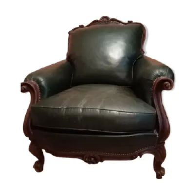 fauteuil en cuir vert - louis style