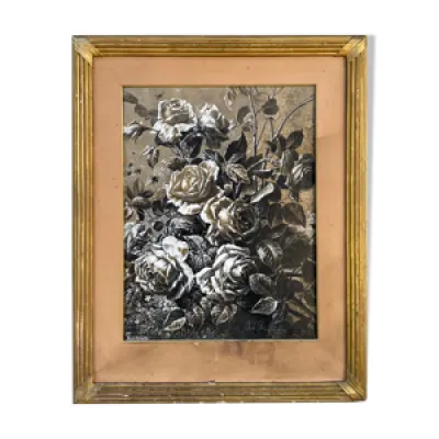 Tableau peinture ancienne - roses